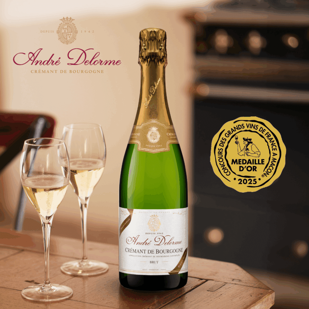 Crémant de Bourgogne Blanc Brut Médaille d'or Grands Vins de France Mâcon - Crémant de Bourgogne André Delorme
