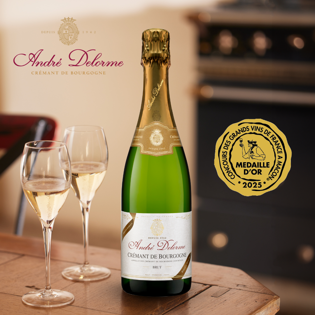 Crémant de Bourgogne Blanc Brut Médaille d'or Grands Vins de France Mâcon - Crémant de Bourgogne André Delorme